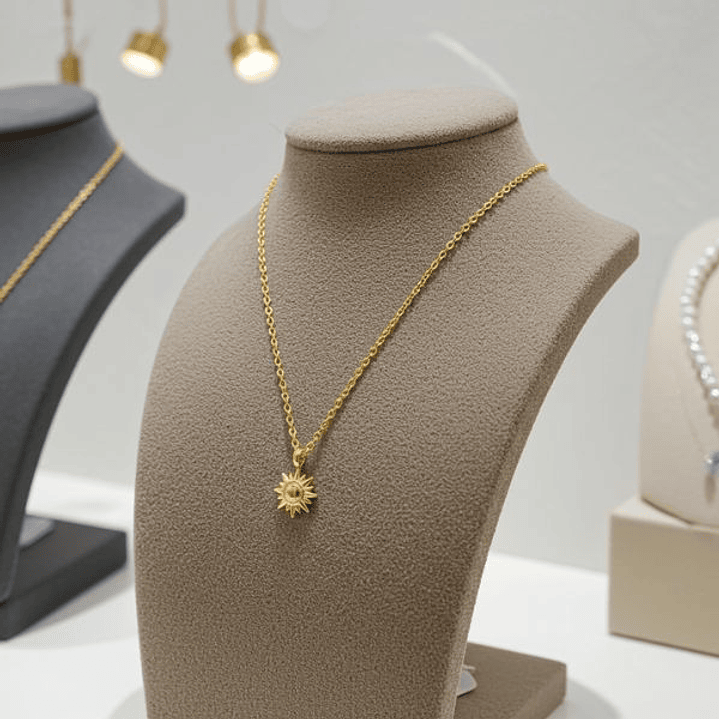 Collar Minimalista de Sol - Acero Inoxidable Oro 14k Hipoalergénico 5