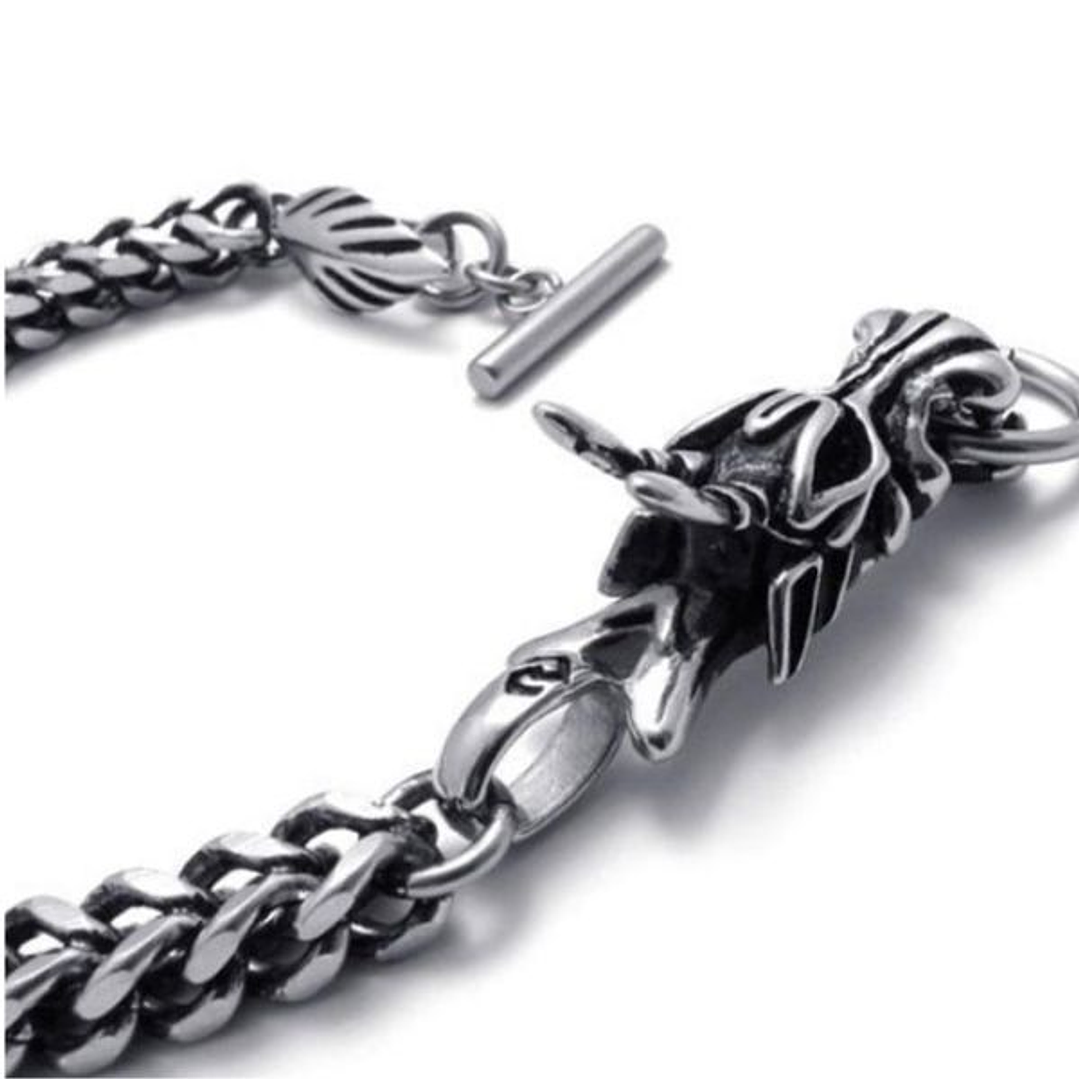 Pulsera Dragón Gótica Plata Acero Inoxidable 23 cm 2
