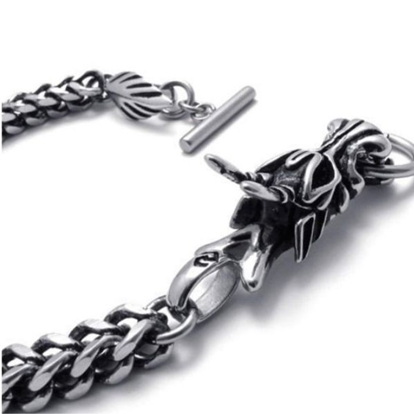 Pulsera Dragón Gótica Plata Acero Inoxidable 23 cm 2