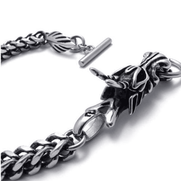 Pulsera Dragón Gótica Plata Acero Inoxidable 23 cm 2