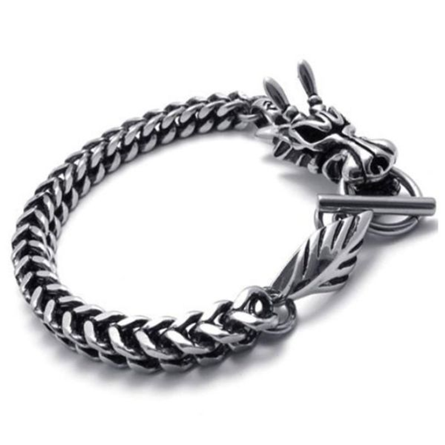 Pulsera Dragón Gótica Plata Acero Inoxidable 23 cm 1