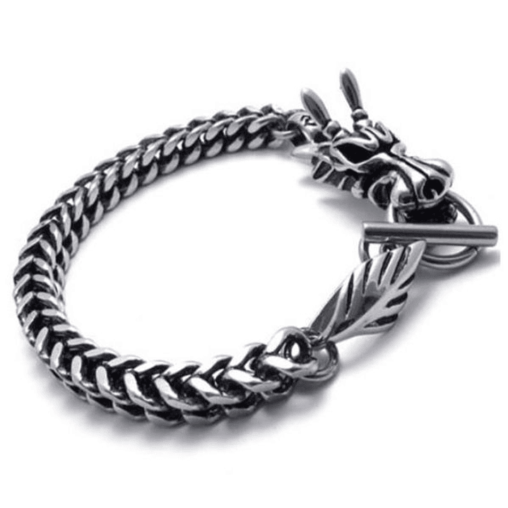 Pulsera Dragón Gótica Plata Acero Inoxidable 23 cm 1
