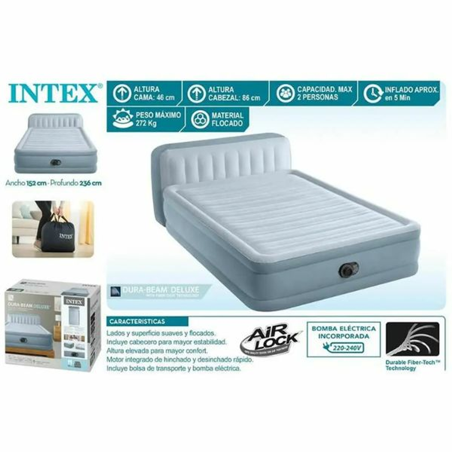 Cama Hinchable Intex Dura‑Beam Deluxe 152x236 6