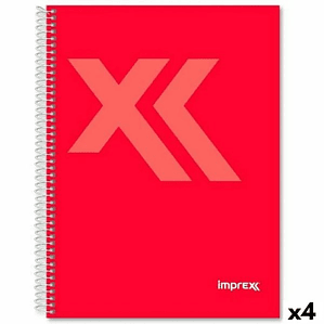 Cuadernos Imprex A5 Rojos 80 Hojas Pack 4