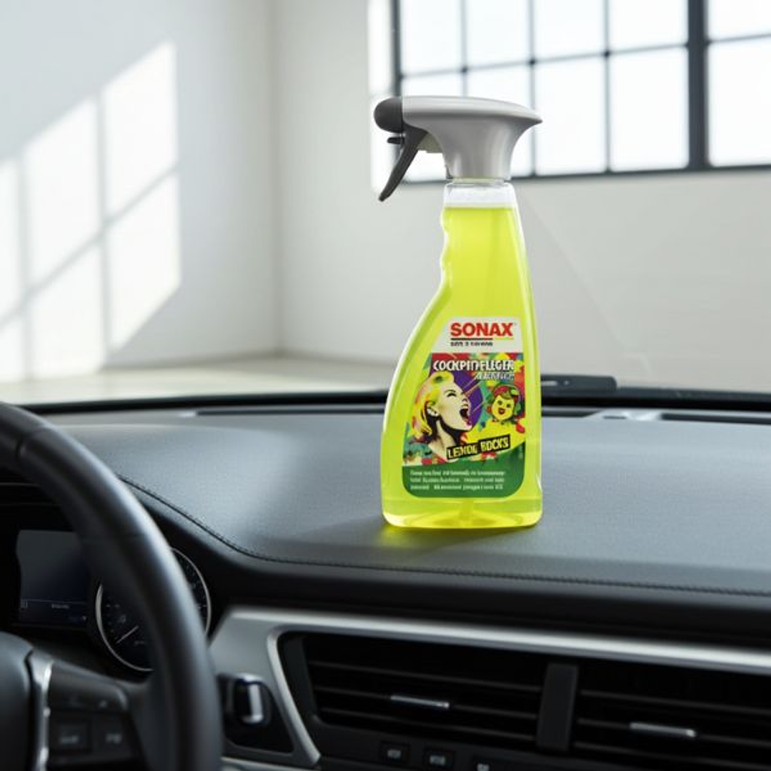 Limpia Salpicaderos Sonax Lemon Rocks 500 ml  Acabado Mate y Aroma Fresco para Plástico y Madera 5