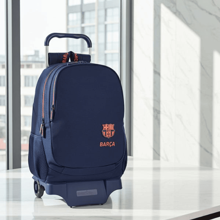 Mochila Escolar F.C. Barcelona Azul Marino con Carro 32 cm 2