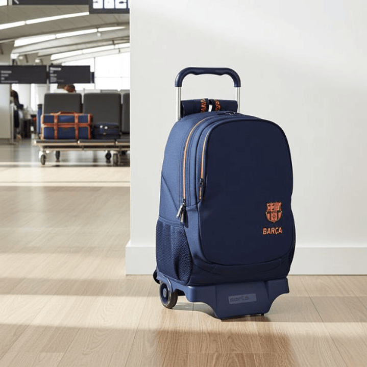 Mochila Escolar F.C. Barcelona Azul Marino con Carro 32 cm 4