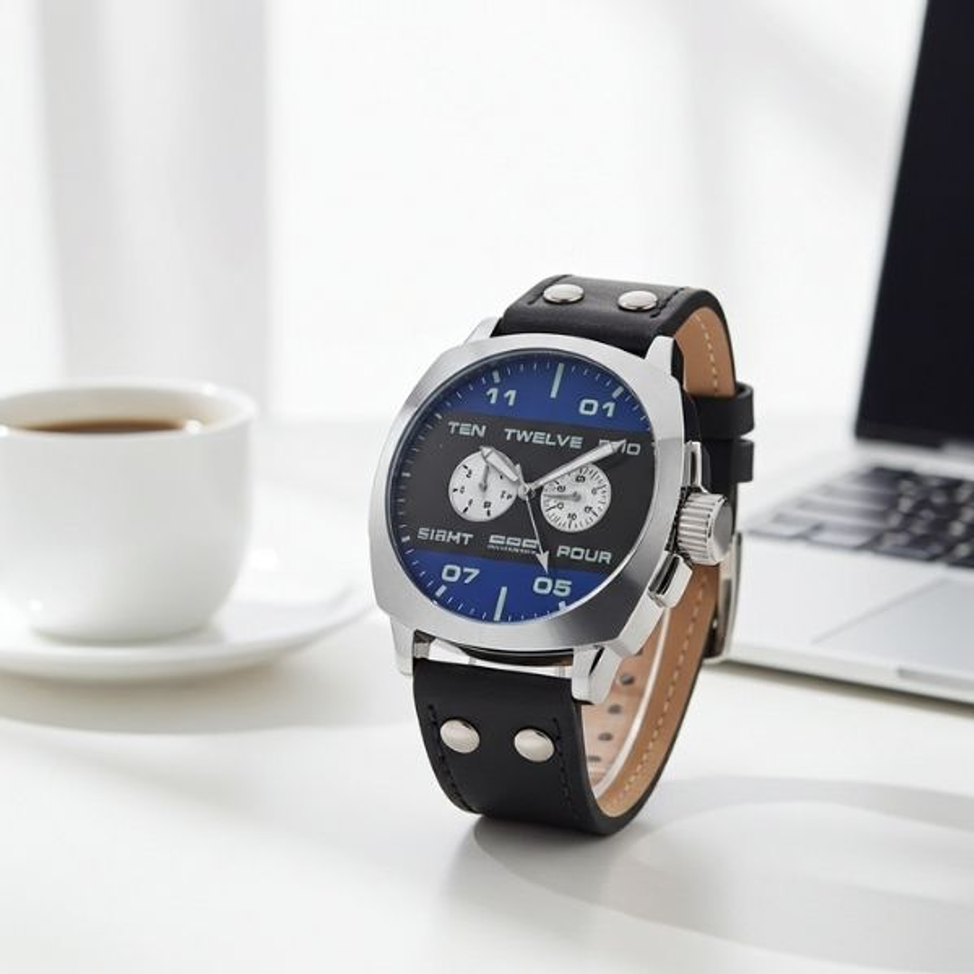 Reloj Hombre 666 Barcelona 666-253 Ø 47 mm – Pulsera de Piel Negra y Caja de Acero Inoxidable 2