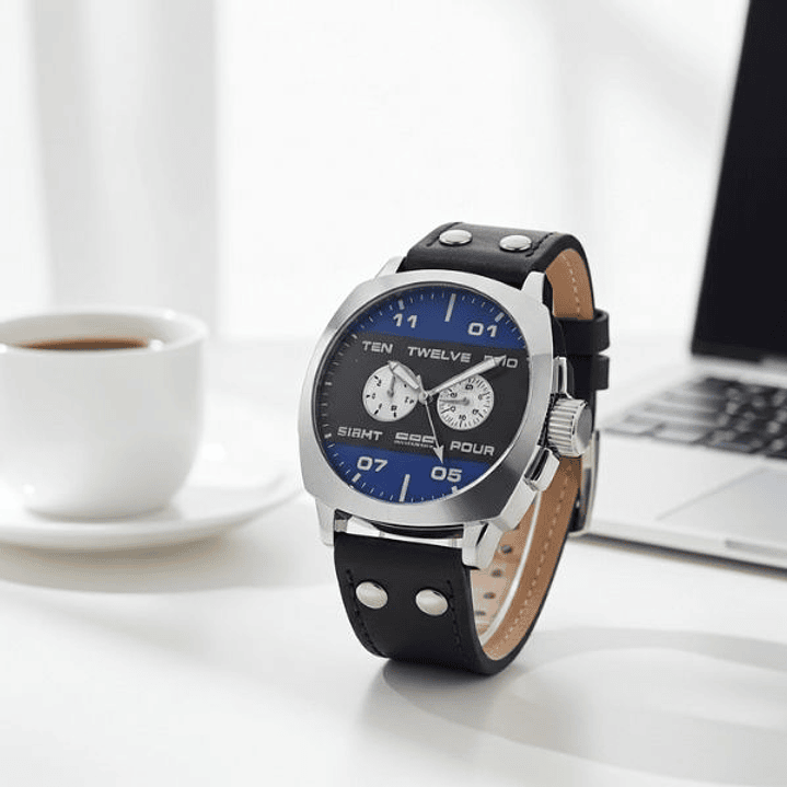 Reloj Hombre 666 Barcelona 666-253 Ø 47 mm – Pulsera de Piel Negra y Caja de Acero Inoxidable 2