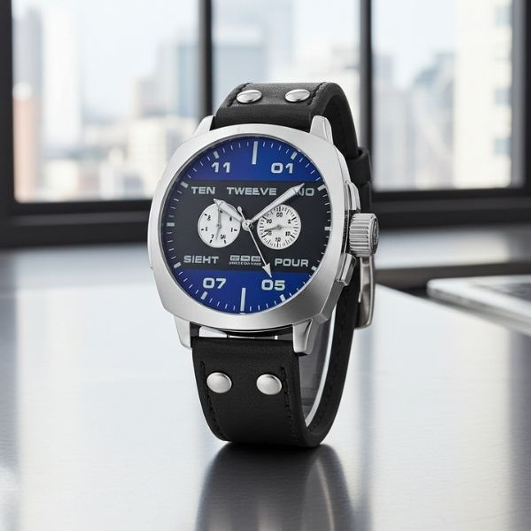 Reloj Hombre 666 Barcelona 666-253 Ø 47 mm – Pulsera de Piel Negra y Caja de Acero Inoxidable 3