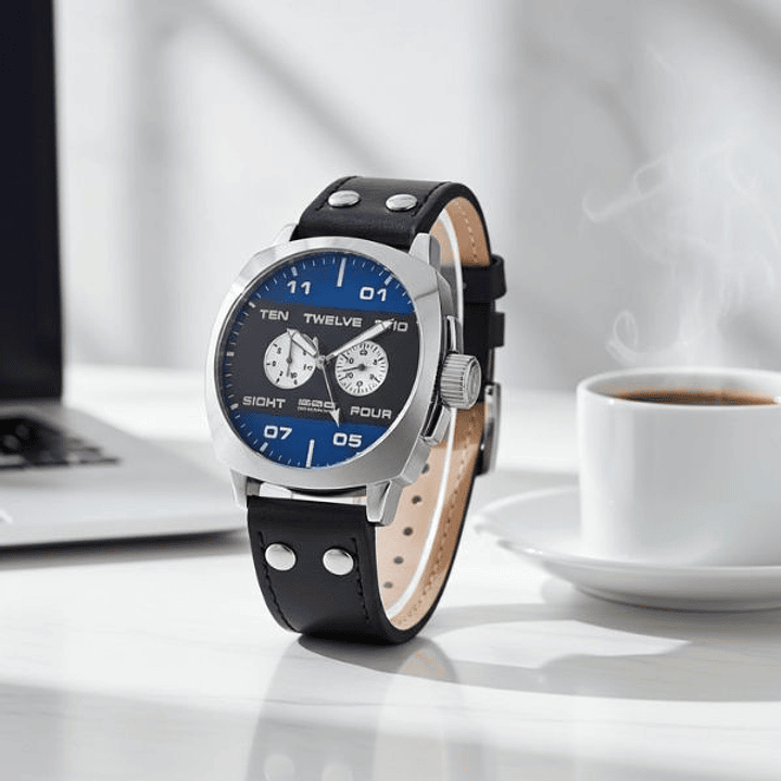 Reloj Hombre 666 Barcelona 666-253 Ø 47 mm – Pulsera de Piel Negra y Caja de Acero Inoxidable 5