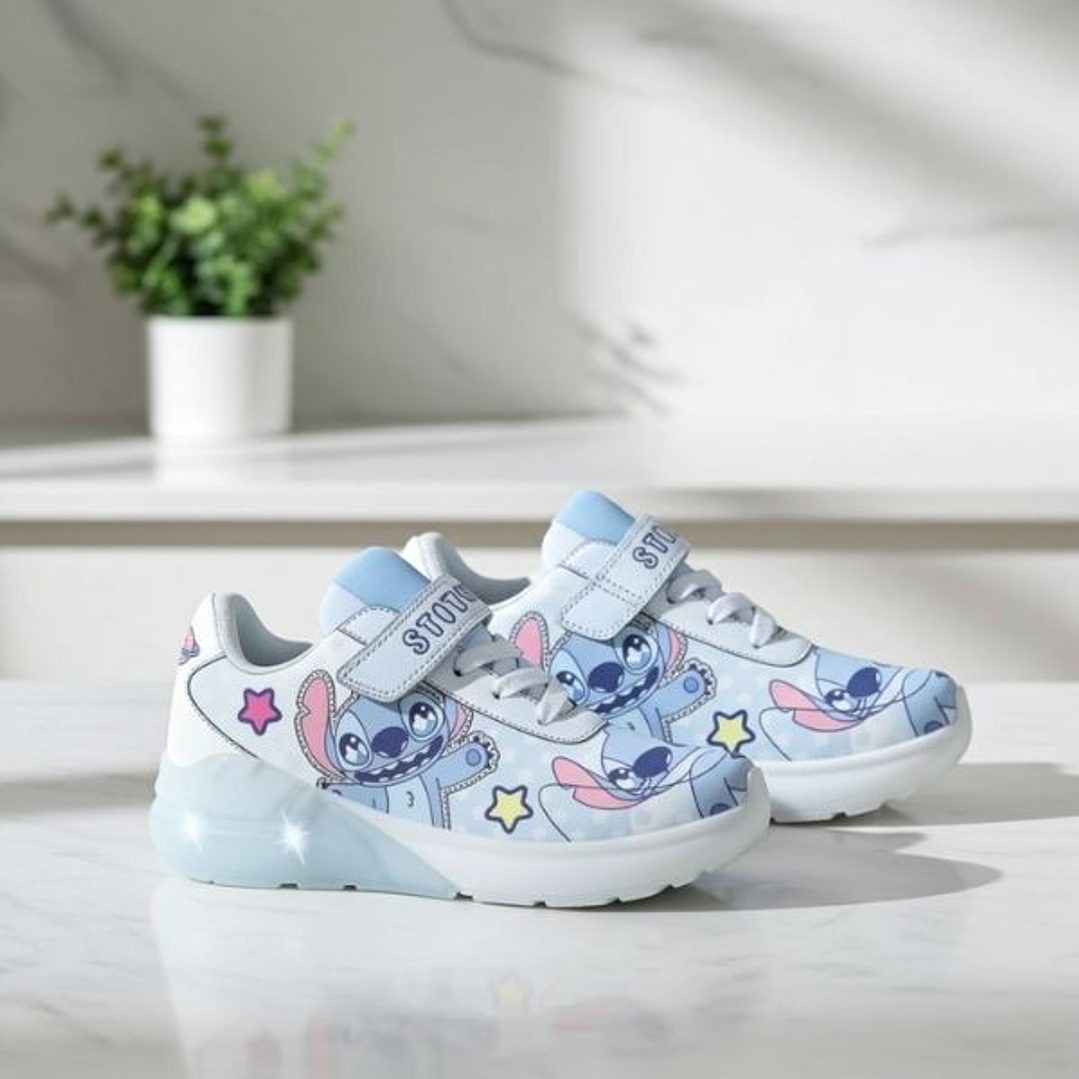 Zapatillas Infantiles Stitch Azul Claro con Luces LED Talla 28 3