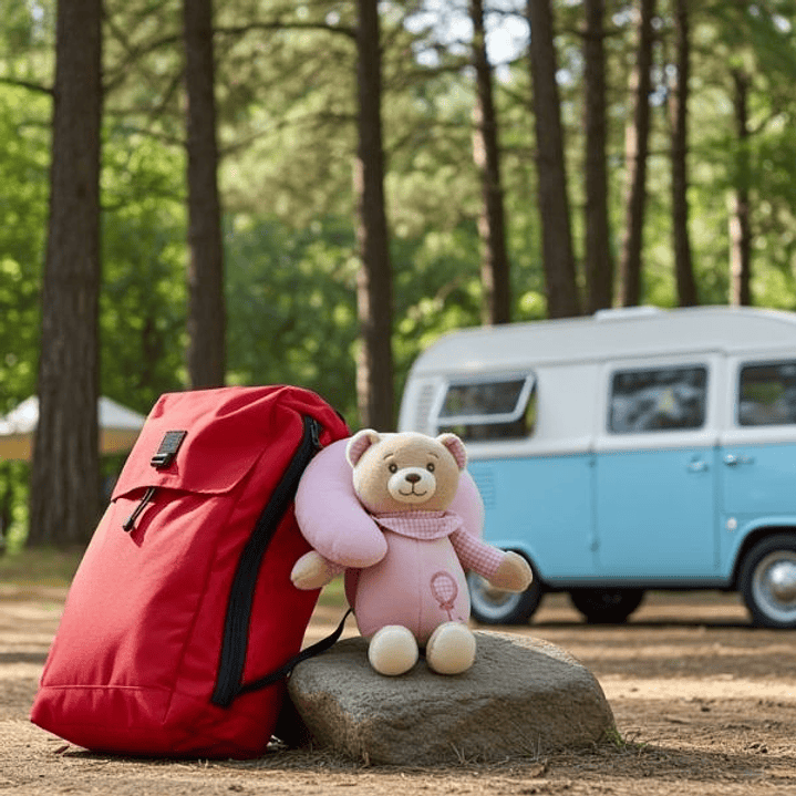 Cojín Cervical Infantil Lulu Rosa con Oso de Peluche 5