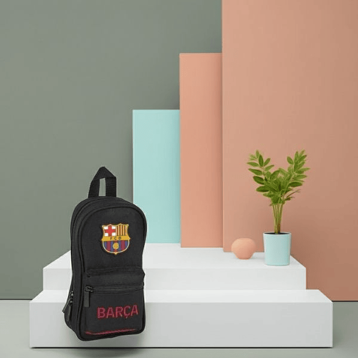 Plumier F.C. Barcelona Negro – Estuche Deportivo con Asa Superior y 4 Portatodos, Poliéster 600D, 12 x 23 x 5 cm 2