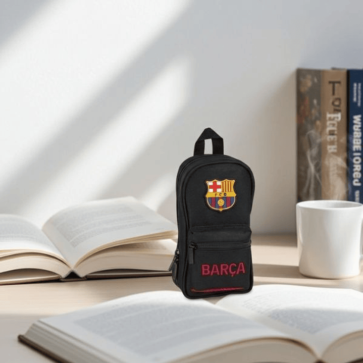 Plumier F.C. Barcelona Negro – Estuche Deportivo con Asa Superior y 4 Portatodos, Poliéster 600D, 12 x 23 x 5 cm 4