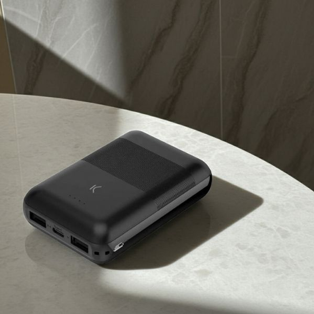 Power Bank KSIX 10000 mAh Negro – Batería Externa con Enchufe EU, Cable USB-C y Alta Potencia para Smartphone 5