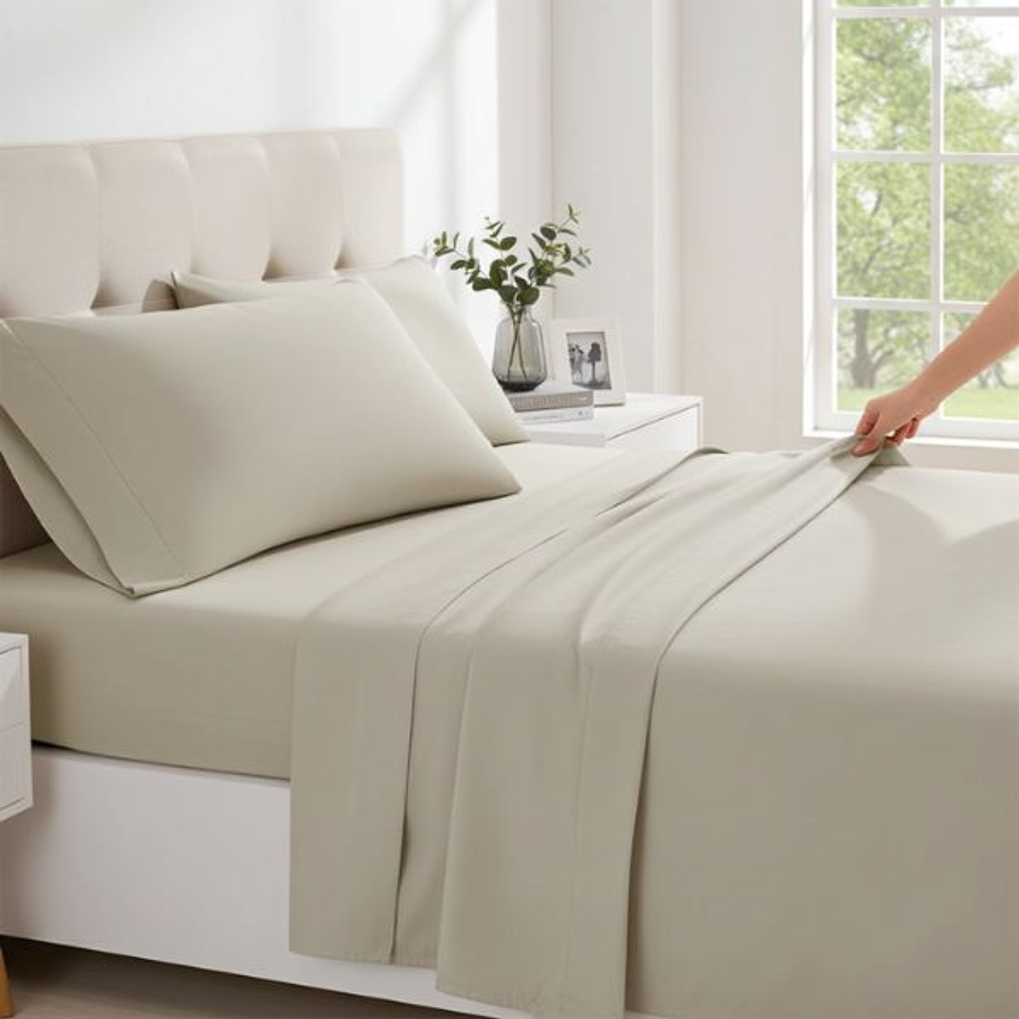 Hosteline Iris Premium Juego de Sábanas 180 Gris Perla 2