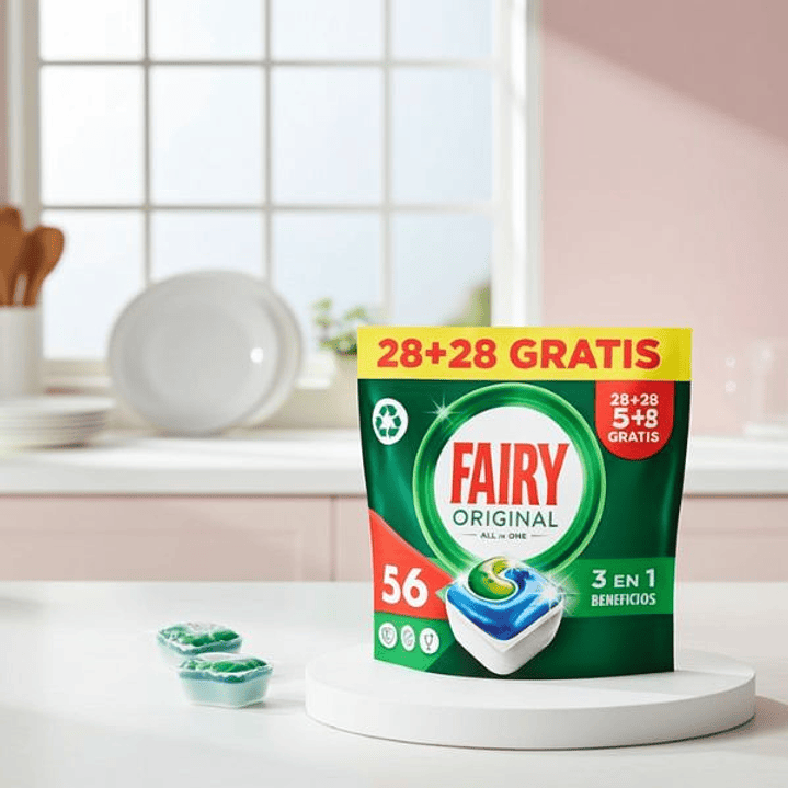 Pastillas para Lavavajillas Fairy Todo en 1 Limón – Pack de 56 Unidades con Poder Antigrasa y Frescor Cítrico 2