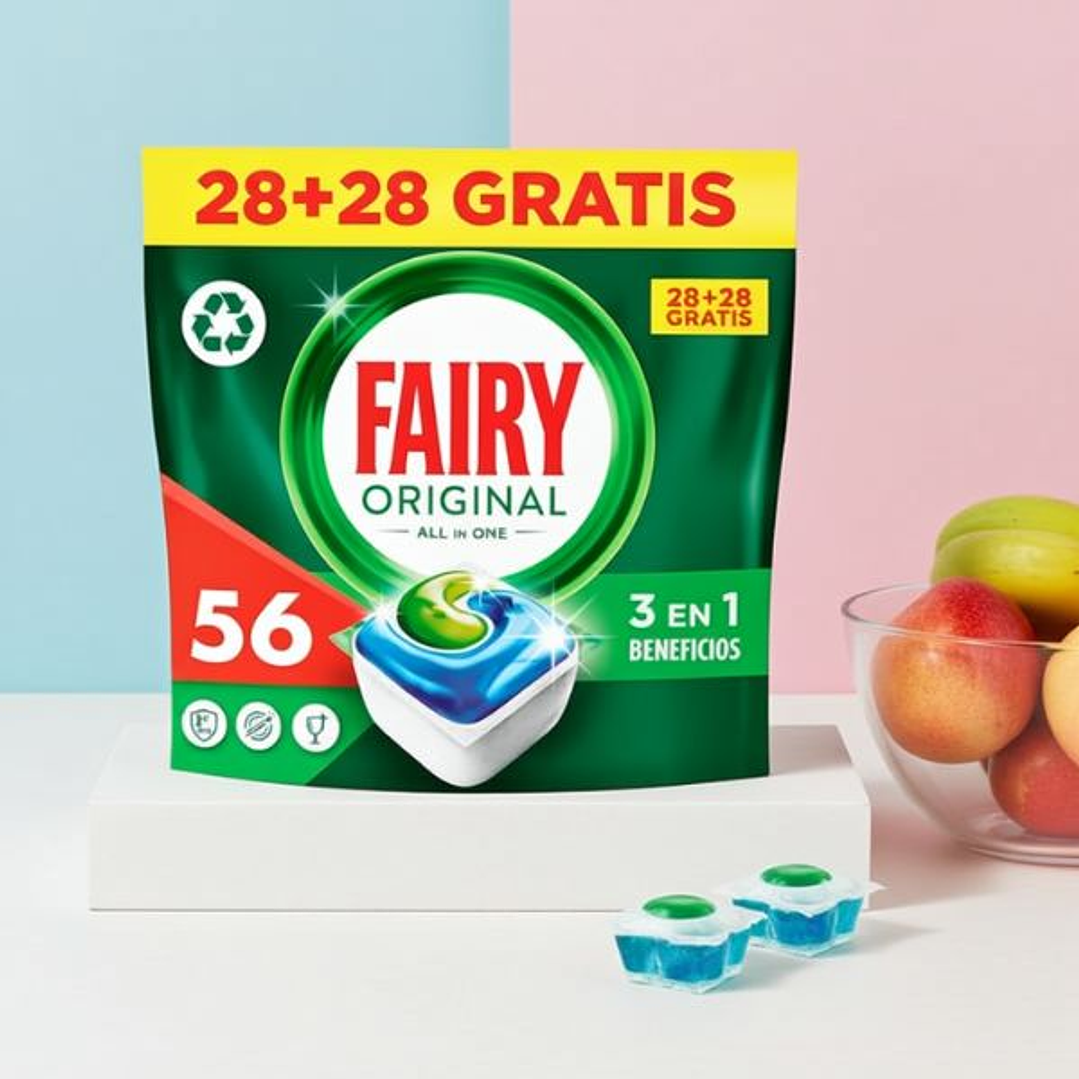 Pastillas para Lavavajillas Fairy Todo en 1 Limón – Pack de 56 Unidades con Poder Antigrasa y Frescor Cítrico 3