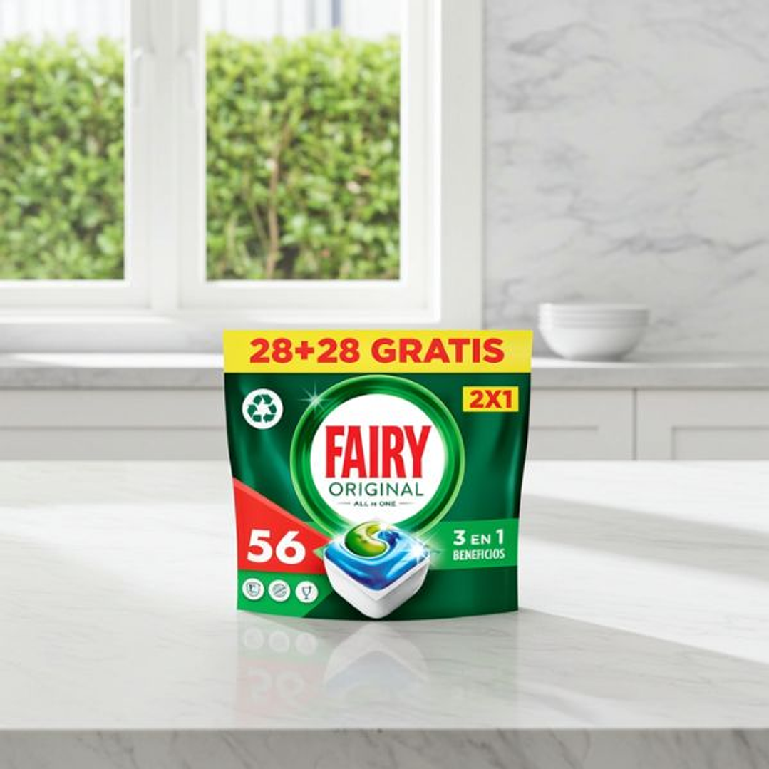 Pastillas para Lavavajillas Fairy Todo en 1 Limón – Pack de 56 Unidades con Poder Antigrasa y Frescor Cítrico 4