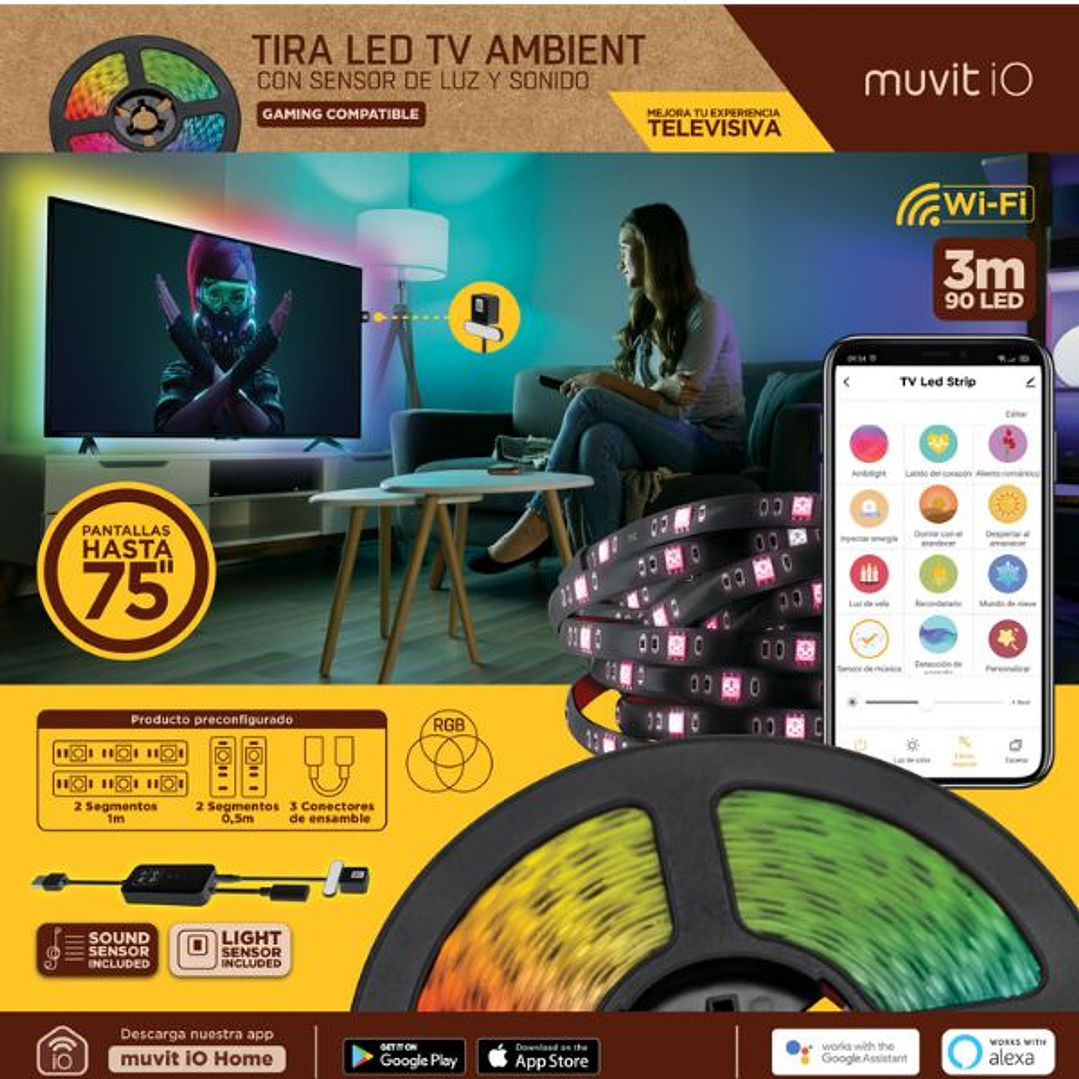 Muvit iO Tira LED RGB 3m WiFi TV 8