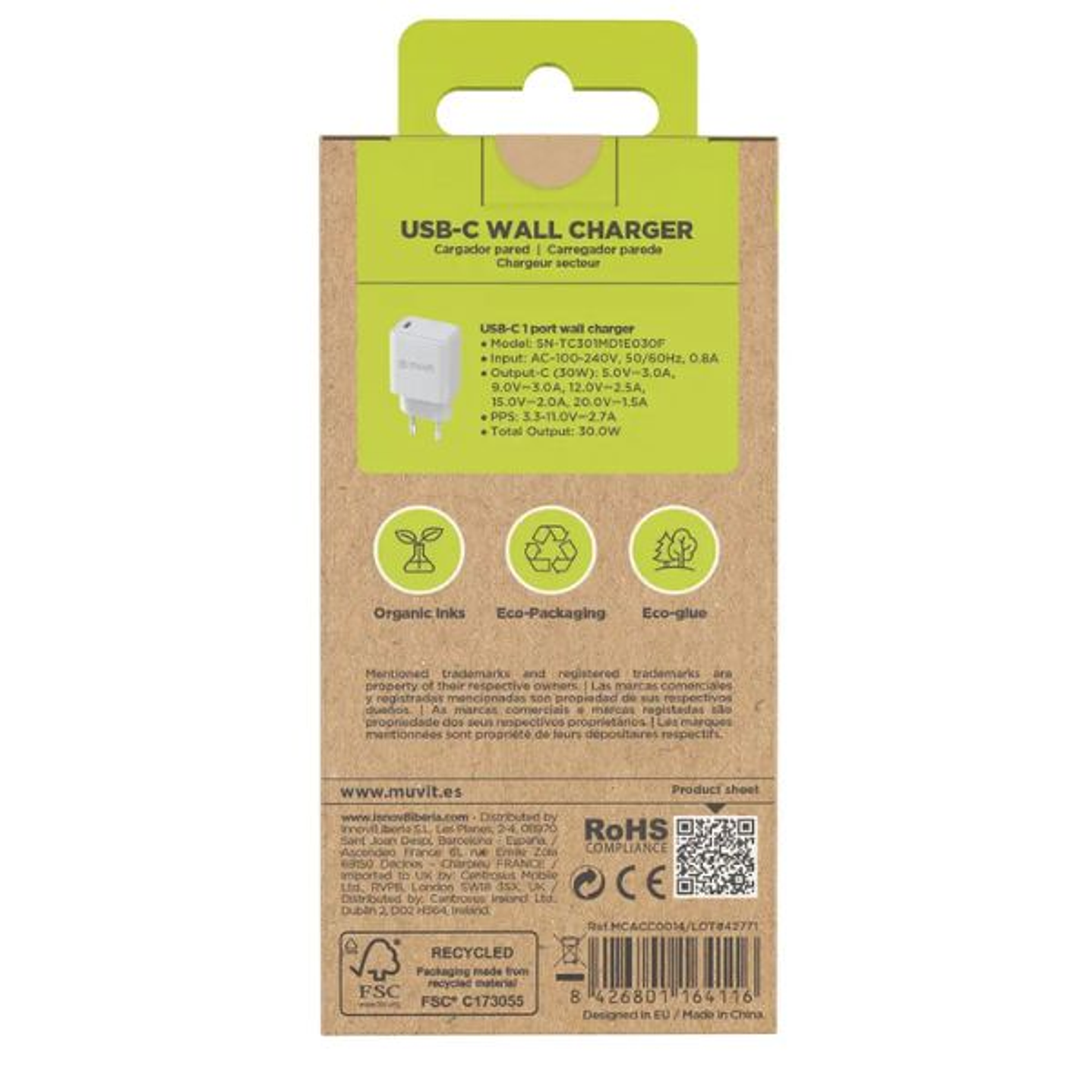 Muvit Cargador de Pared USB-C PD 30W 3