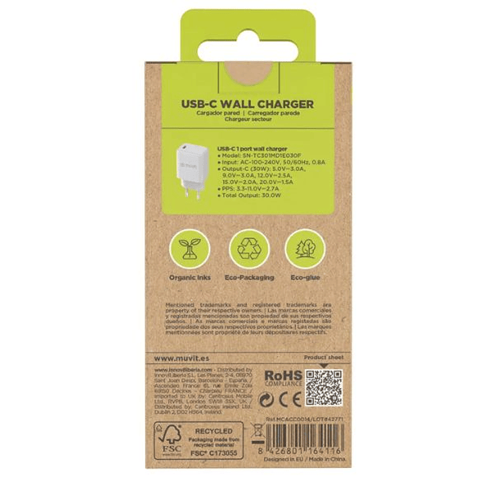 Muvit Cargador de Pared USB-C PD 30W 3