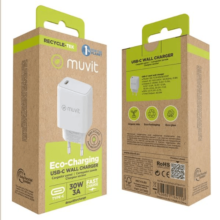 Muvit Cargador de Pared USB-C PD 30W 5
