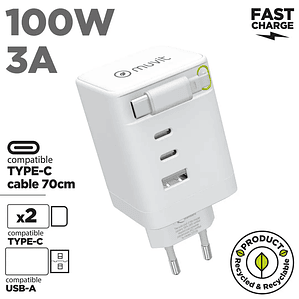 Muvit MCACC0050 Cargador Pared 100W 3 Puertos