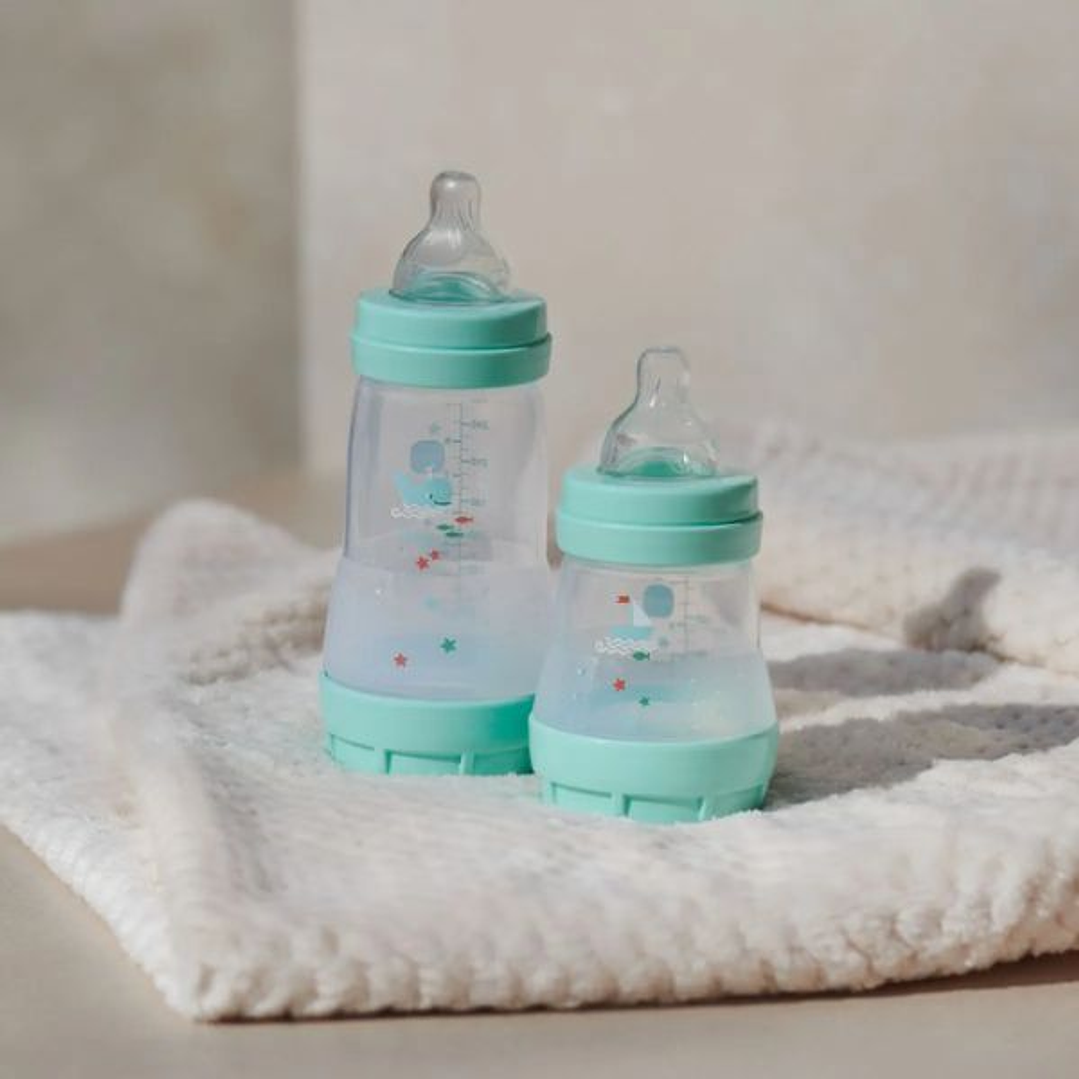 MAM Fishes Verde Beige Biberón Anticólicos 330 ml (2 uds) 2