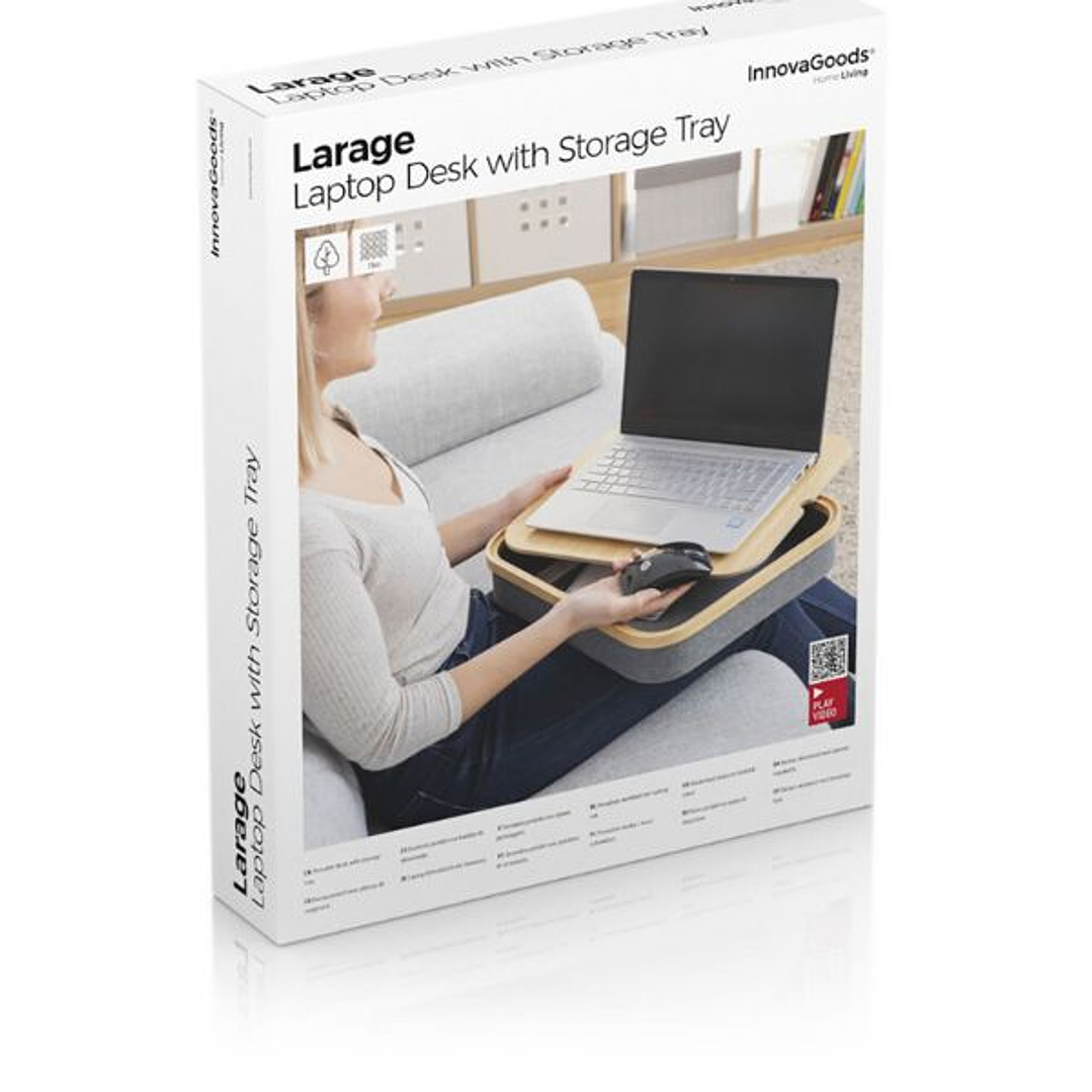 Escritorio Portátil Larage InnovaGoods con Bandeja de Almacenaje | Mesa Auxiliar Multifunción para Ordenador Portátil, Lectura y Trabajo en Cama o Sofá 13