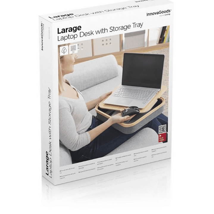 Escritorio Portátil Larage InnovaGoods con Bandeja de Almacenaje | Mesa Auxiliar Multifunción para Ordenador Portátil, Lectura y Trabajo en Cama o Sofá 13