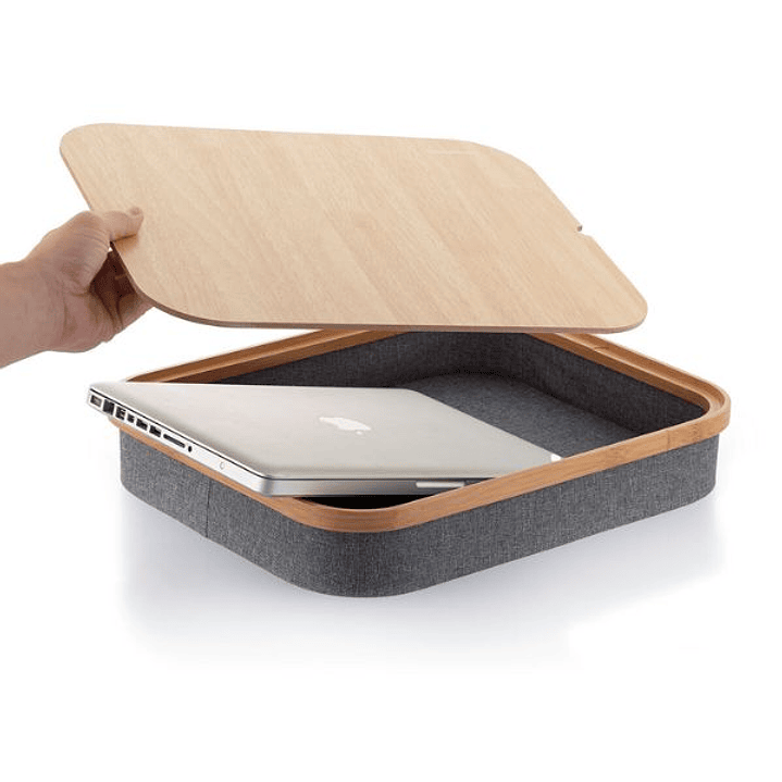 Escritorio Portátil Larage InnovaGoods con Bandeja de Almacenaje | Mesa Auxiliar Multifunción para Ordenador Portátil, Lectura y Trabajo en Cama o Sofá 12