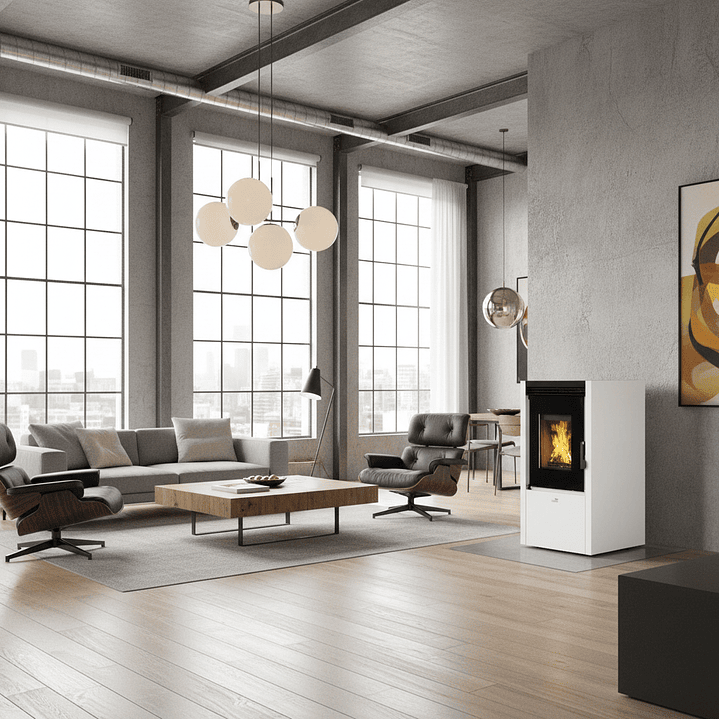 Estufa de Pellet Estanca COINTRA CESENA 7 kW Blanca 2