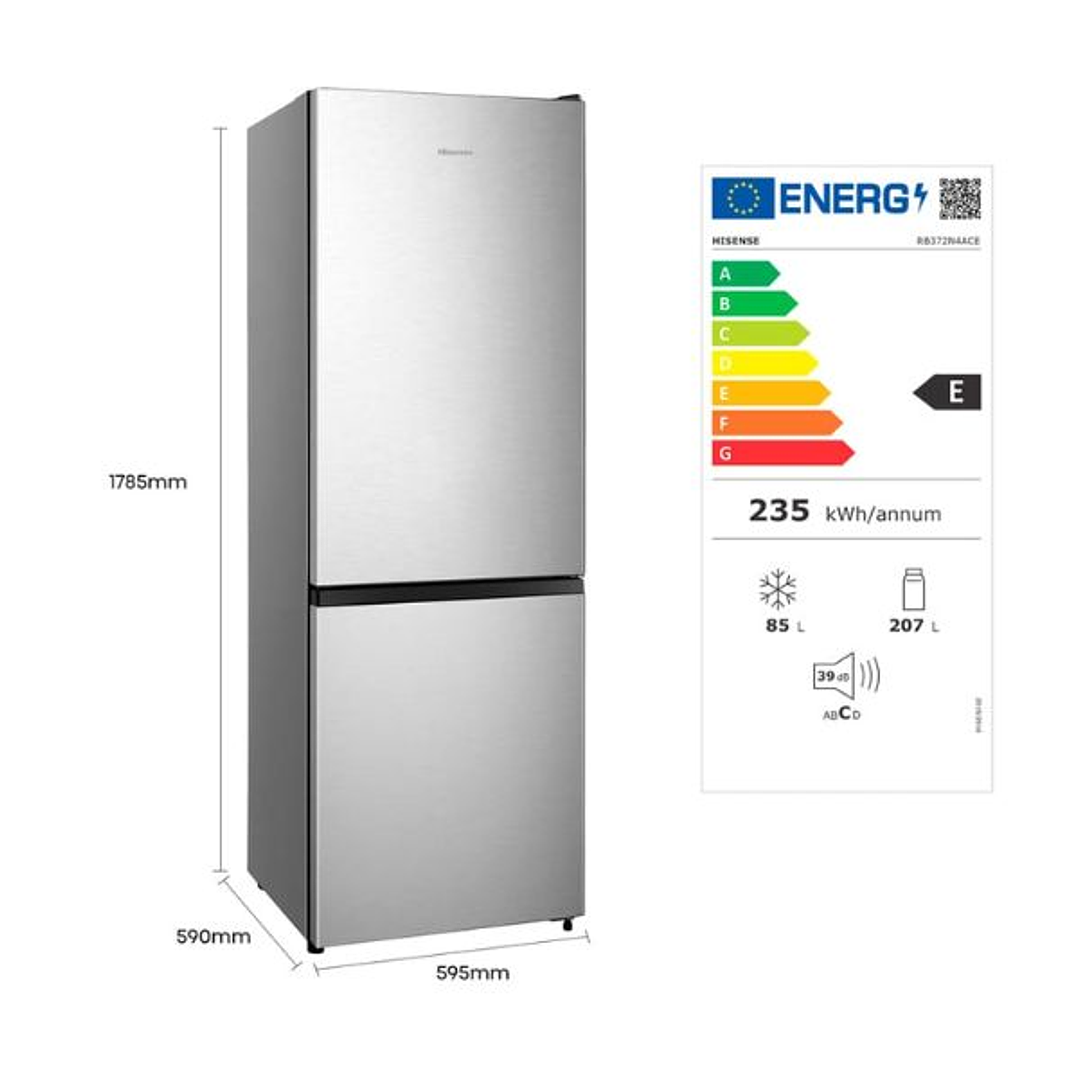 Frigorífico Combi Hisense RB372N4ACE – 292L No Frost Inox con Control Táctil 5