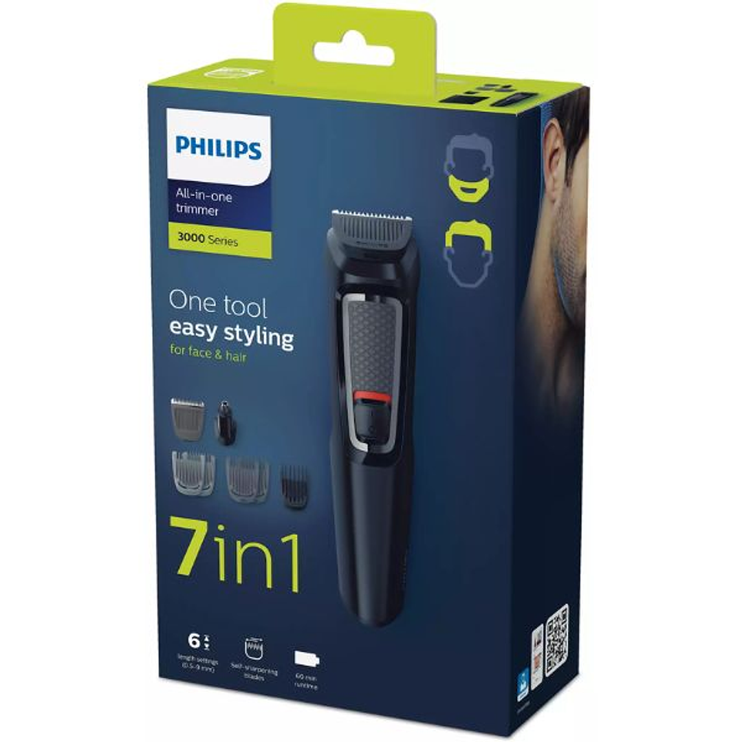 Cortapelos y Afeitadora Philips 7 en 1 Inalámbrica | Recortador de Barba, Nariz y Orejas con Accesorios Lavables y Funda de Viaje 9