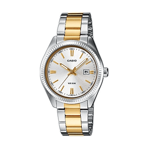 Reloj Casio Mujer LTP‑1302PSG‑7AVEG – Acero Bicolor, Cuarzo Preciso y Resistencia 5 ATM