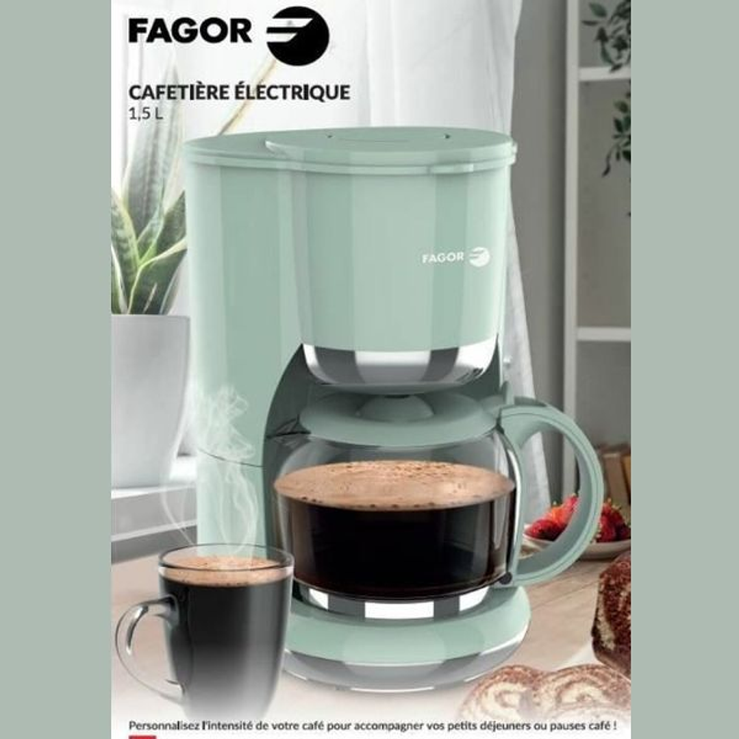 Cafetera de Goteo Fagor FG1560 1,5 L – 12 Tazas | 1080W, Jarra de Cristal y Función Mantener Caliente 2