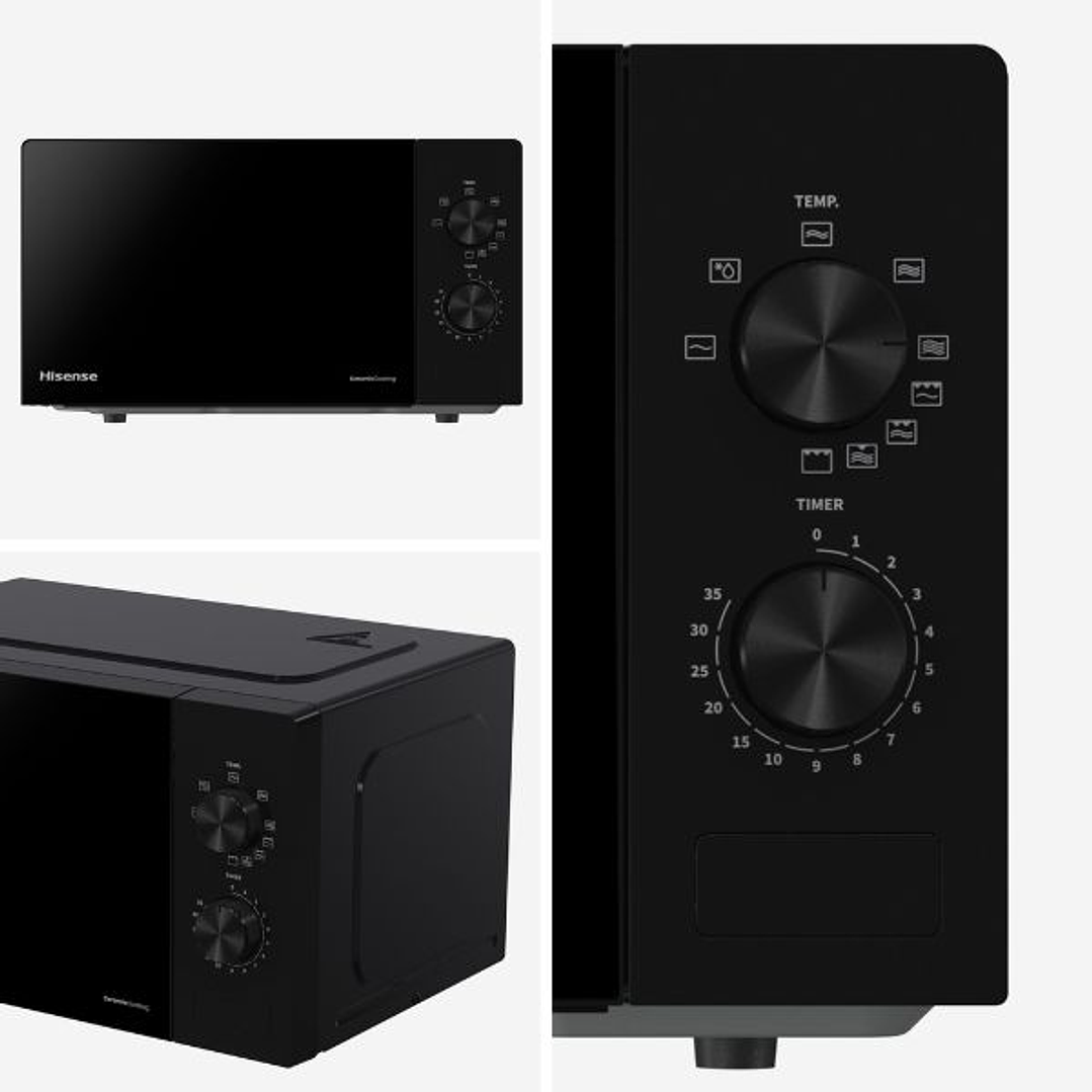Microondas Hisense H20MOBP1G 20L con Grill 1000W – Microondas Compacto 700W Negro con 5 Niveles de Potencia 3