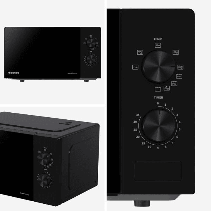 Microondas Hisense H20MOBP1G 20L con Grill 1000W – Microondas Compacto 700W Negro con 5 Niveles de Potencia 3