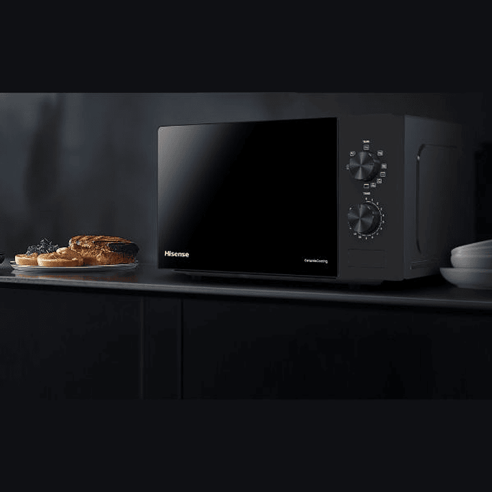Microondas Hisense H20MOBP1G 20L con Grill 1000W – Microondas Compacto 700W Negro con 5 Niveles de Potencia 5