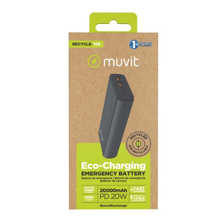 Powerbank Muvit for Change DP200G-R-PD 20000mAh 20W USB-C | Batería Externa Negra 8