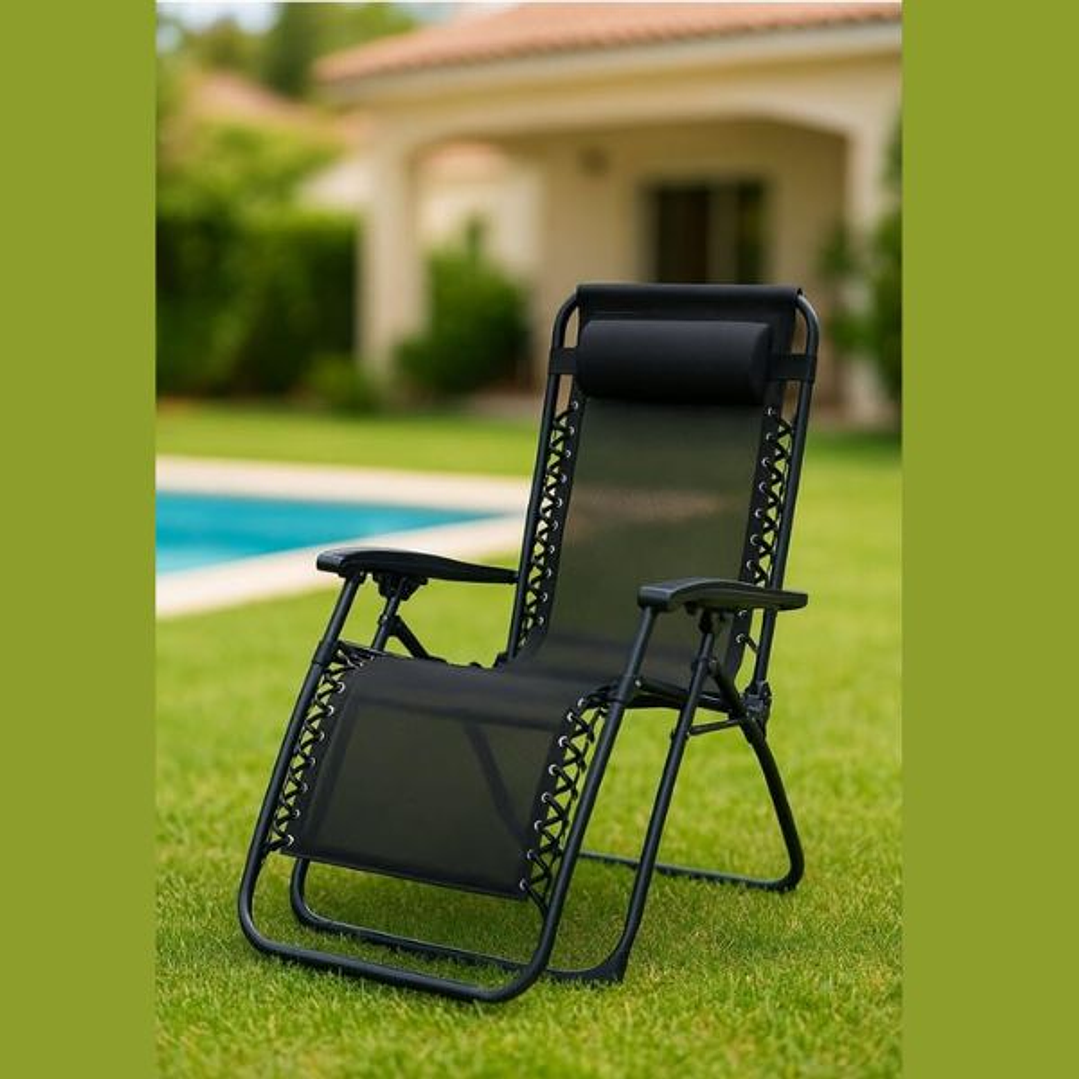 Silla Exterior Plegable Marbueno Negra 90x108x66 cm | Silla Portátil Camping 2