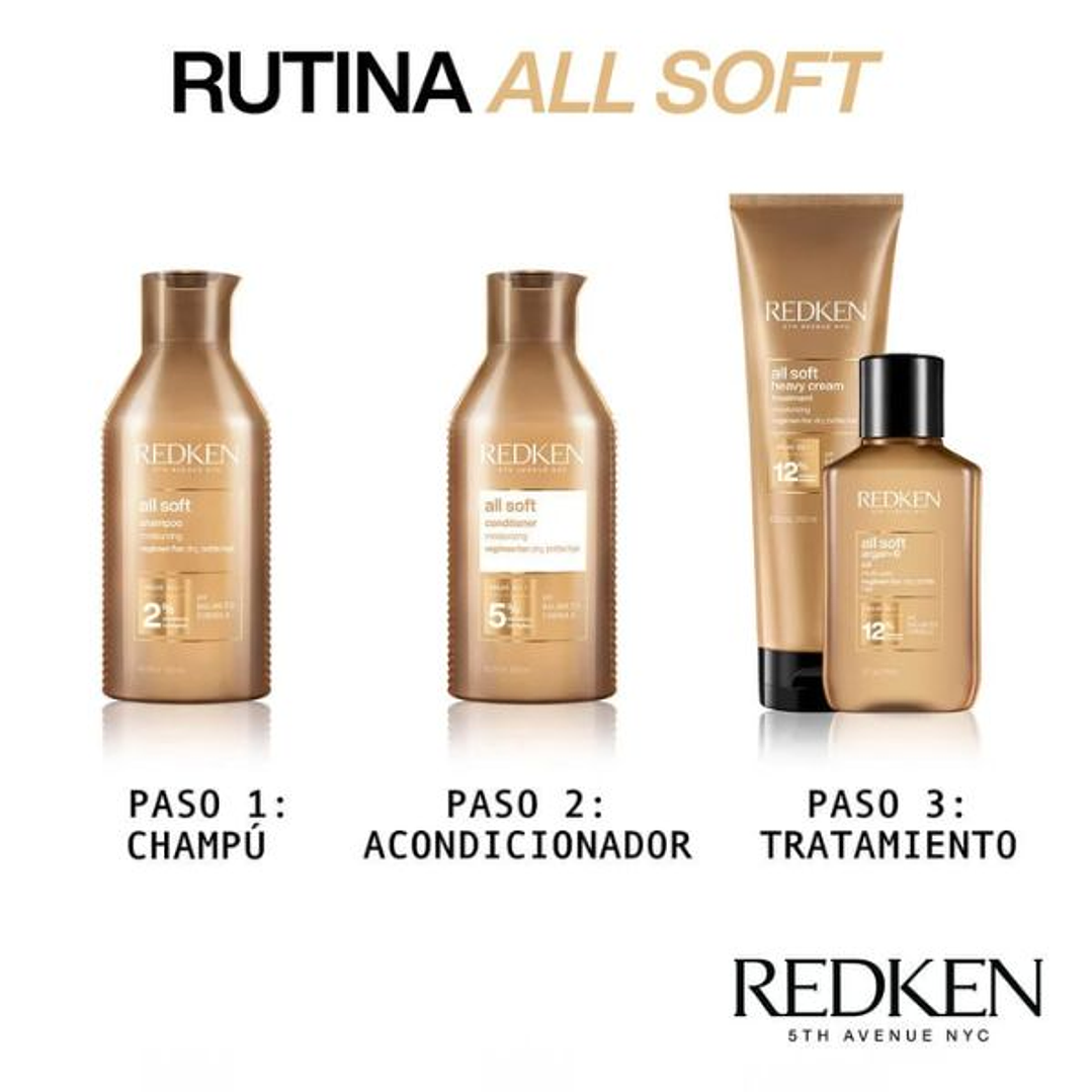 Champú Hidratante Redken All Soft 1L - Suavidad Intensa con Aceite de Argán para Cabello Seco 4