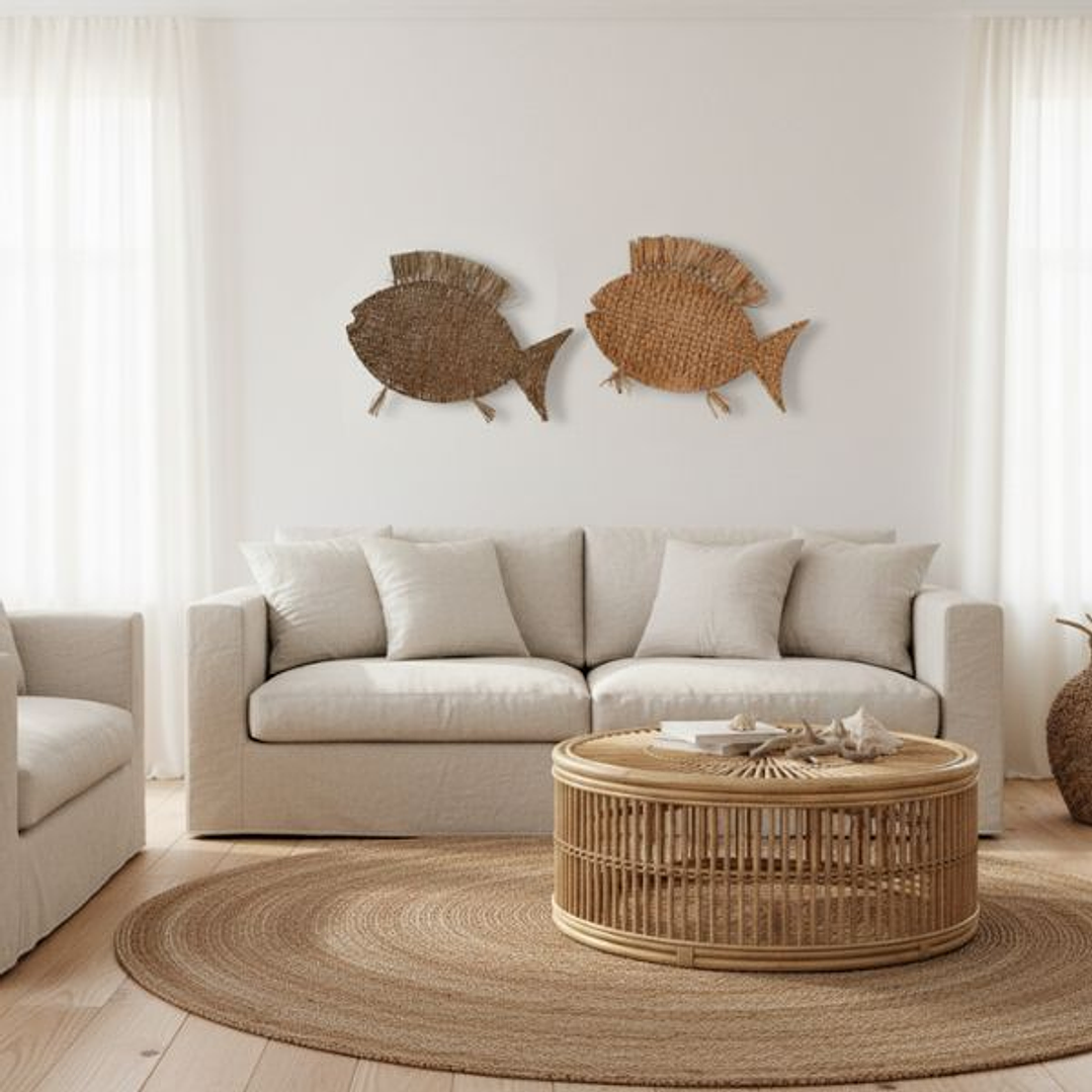 Decoración Mediterránea Home ESPRIT | Pez Natural 63cm | Ambiente Costero | Pack 2 2