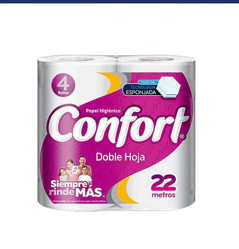 Papel Higiénico Confort Doble Hoja 4 Unidades De 22 M