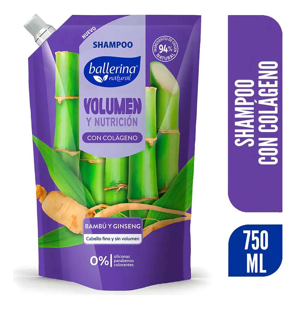 Shampoo Ballerina Volumen y Nutricion Doypack 750 ml 1