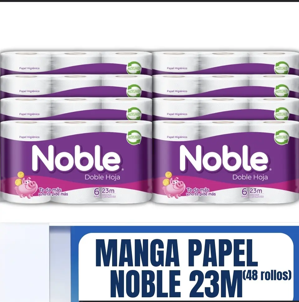 Manga Papel Higiénico Doble Hoja Noble 6 x 23m 48 Rollos 1