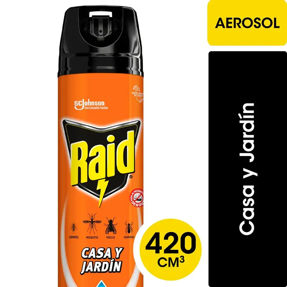 Insecticida Raid Aerosol Casa y Jardín Lata, Aerosol 420 cc 1