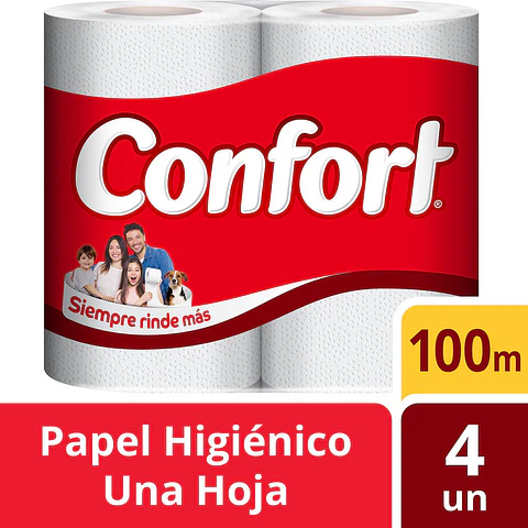 Papel Higiénico Confort Una Hoja Max 4 un 100 mt